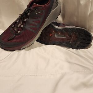 Salomon Men's Trail Running Shoes - Burgundy and Gray